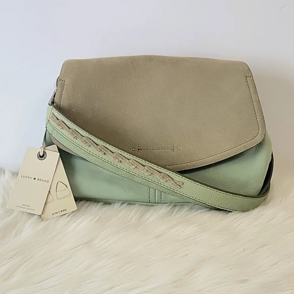 Lucky Brand Lyia leather crossbody bag in seagrass color NEW - Picture 13 of 15